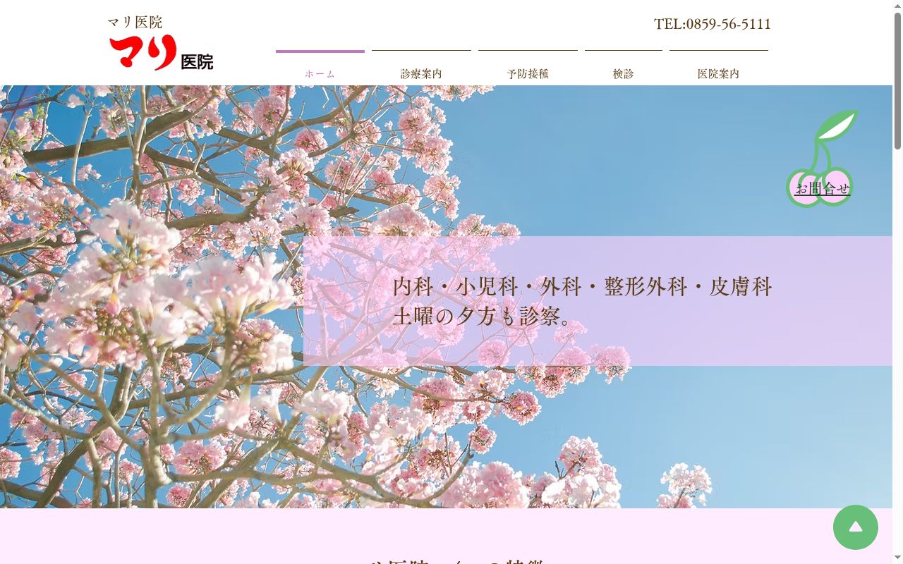 医療法人社団　マリ医院の公式サイトのスクリーンショット