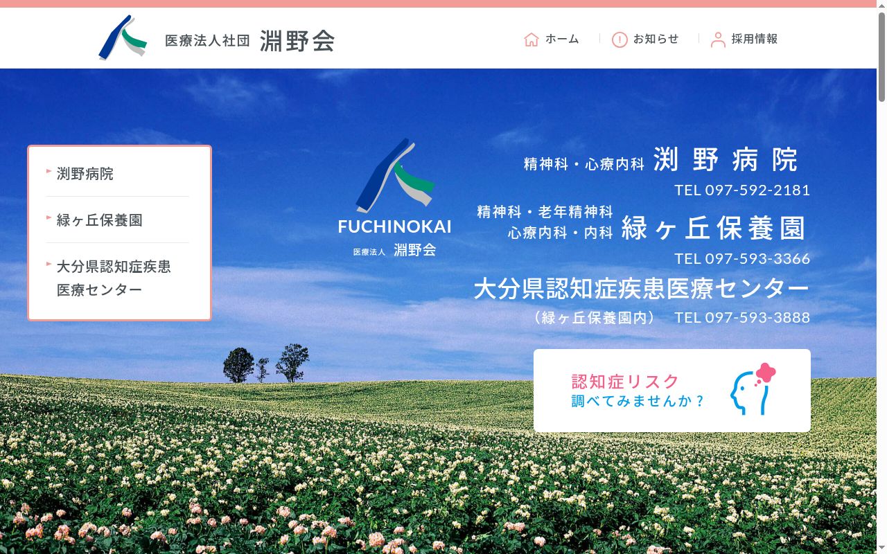 医療法人社団 淵野会 緑ヶ丘保養園の公式サイトのスクリーンショット