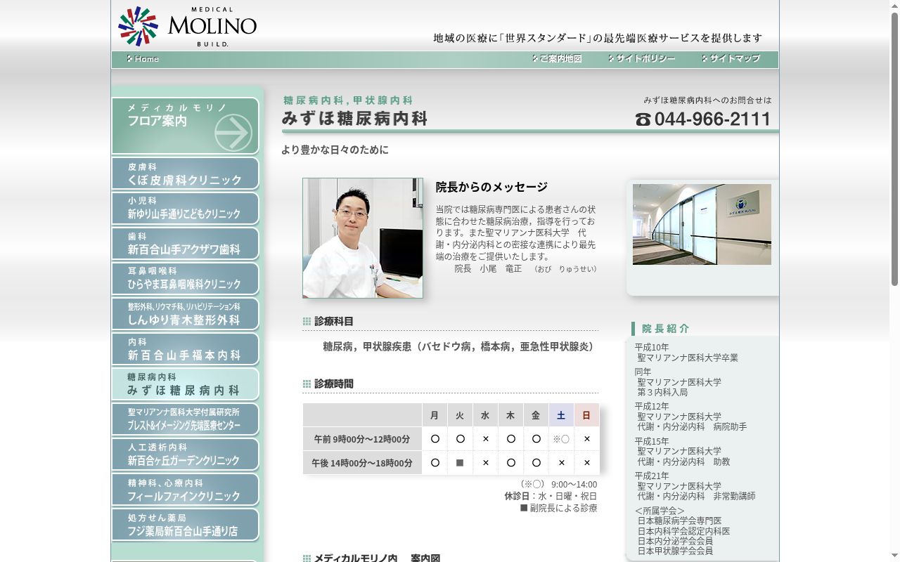 みずほ糖尿病内科の公式サイトのスクリーンショット