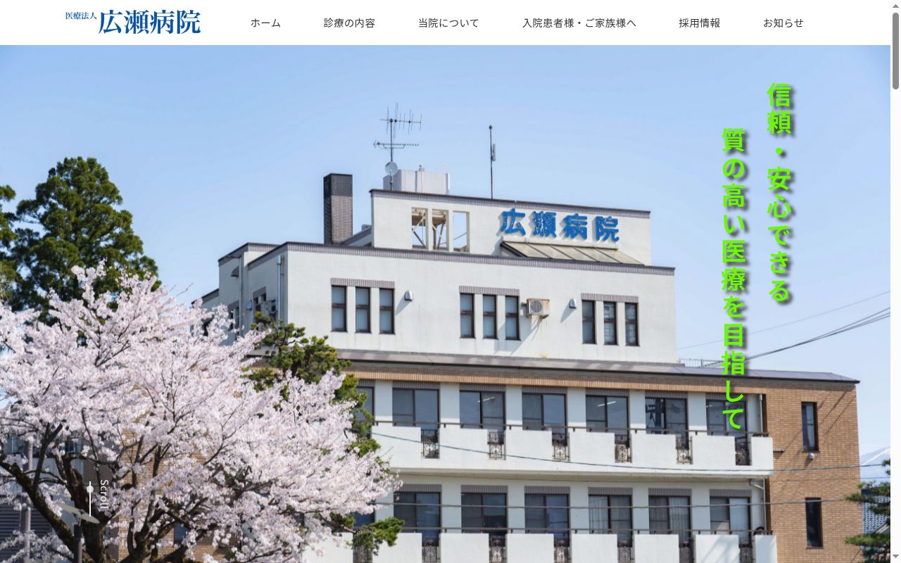 広瀬病院の公式サイトのスクリーンショット