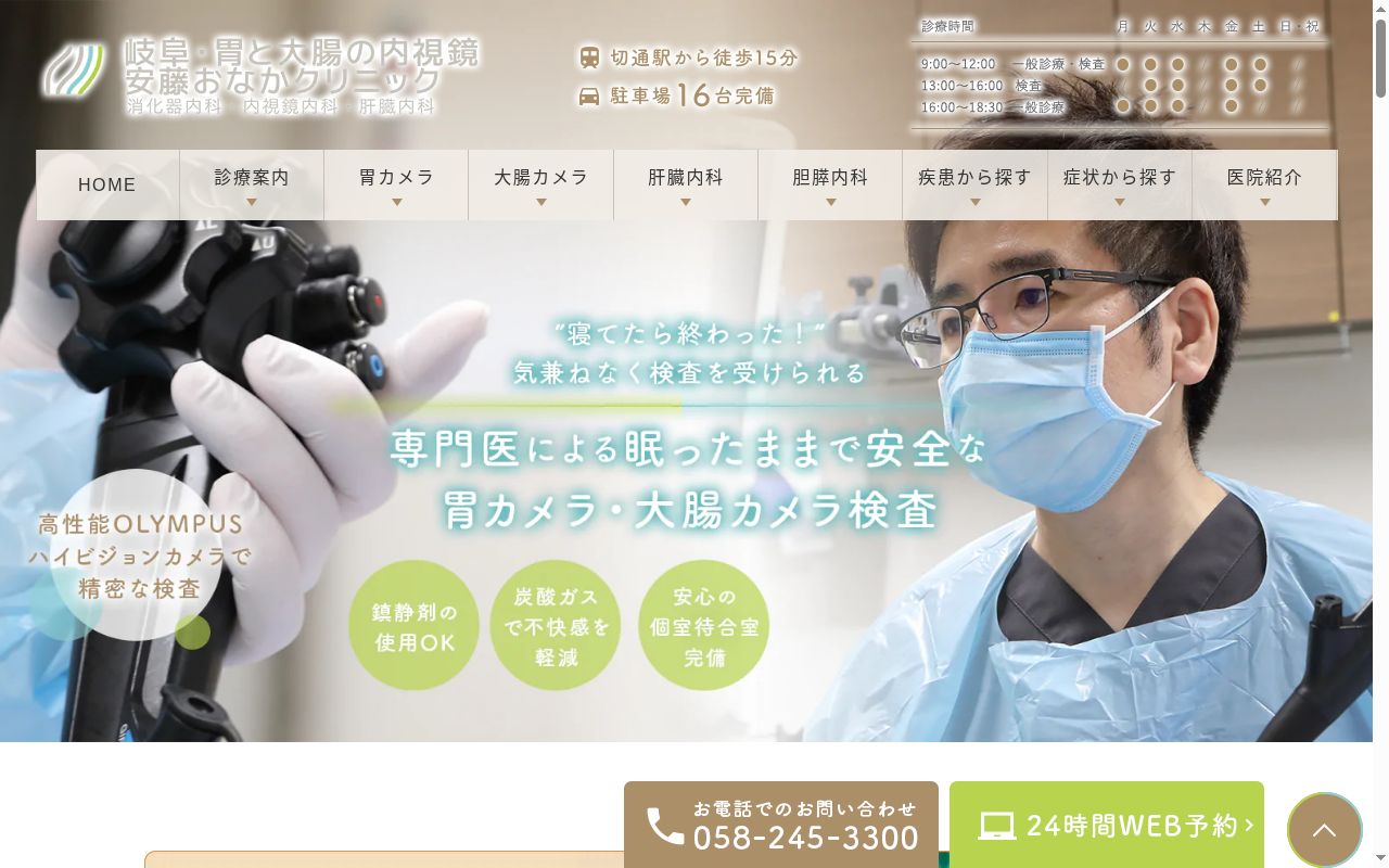 岐阜・胃と大腸の内視鏡 安藤おなかクリニックの公式サイトのスクリーンショット