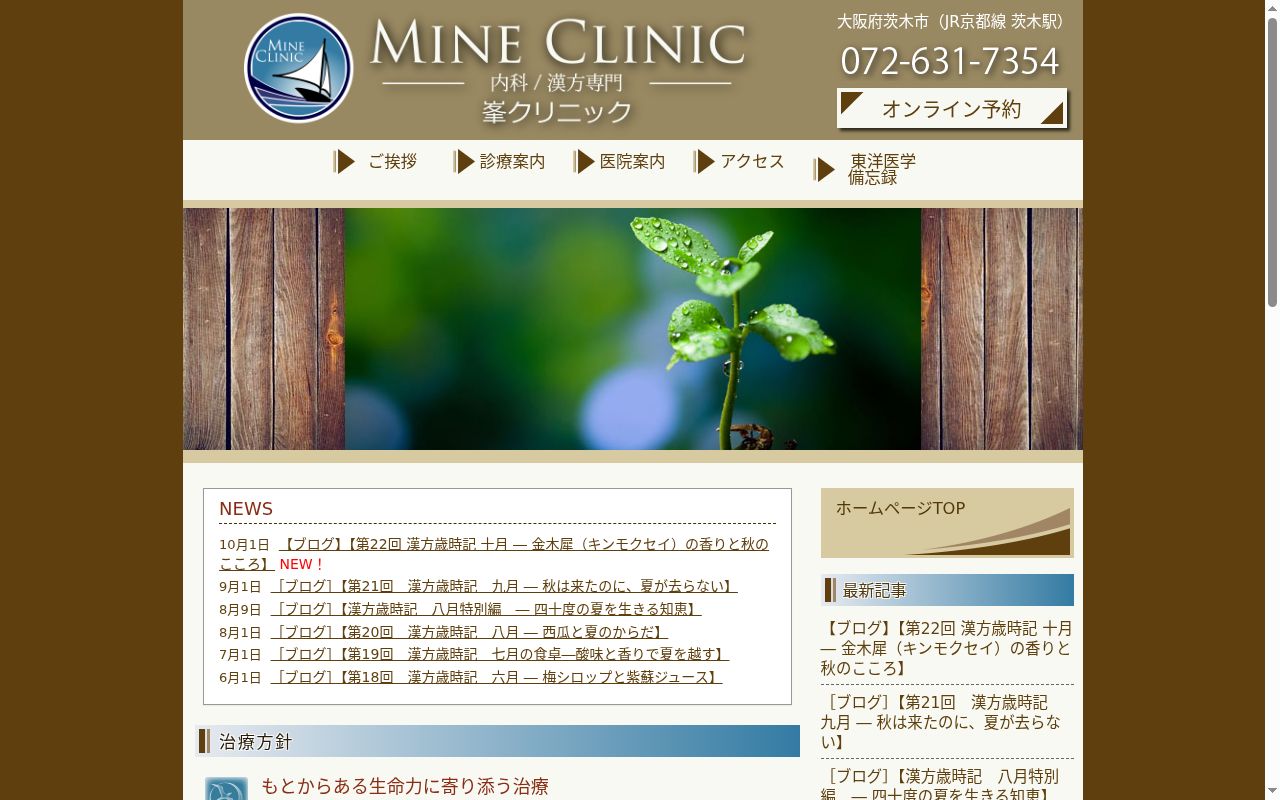 医療法人 峯和会 峯クリニックの公式サイトのスクリーンショット