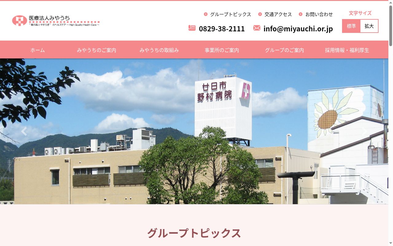 廿日市野村病院の公式サイトのスクリーンショット