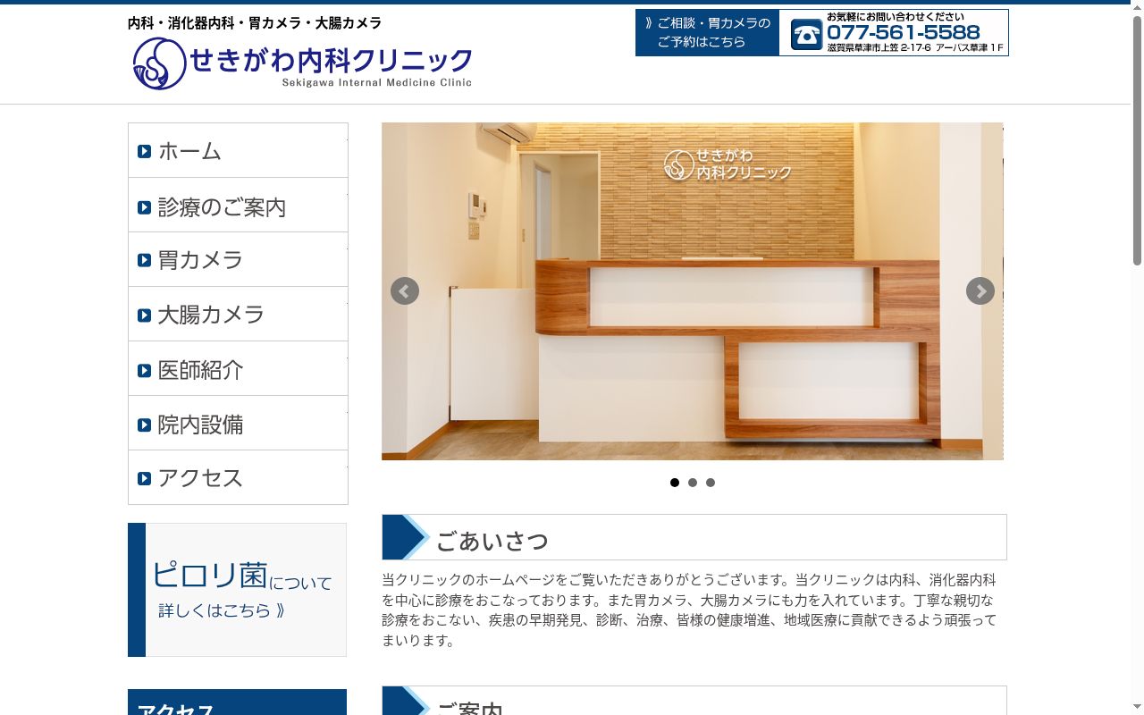せきがわ内科クリニックの公式サイトのスクリーンショット