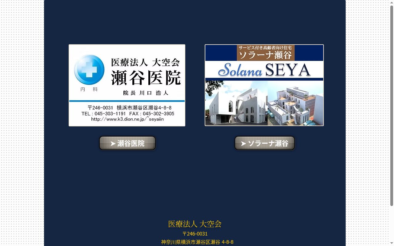 瀬谷医院の公式サイトのスクリーンショット