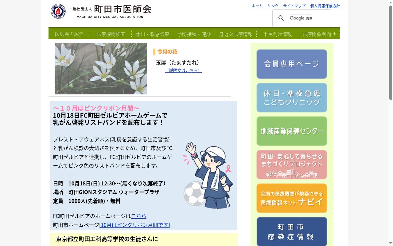 甲斐内科クリニックの公式サイトのスクリーンショット