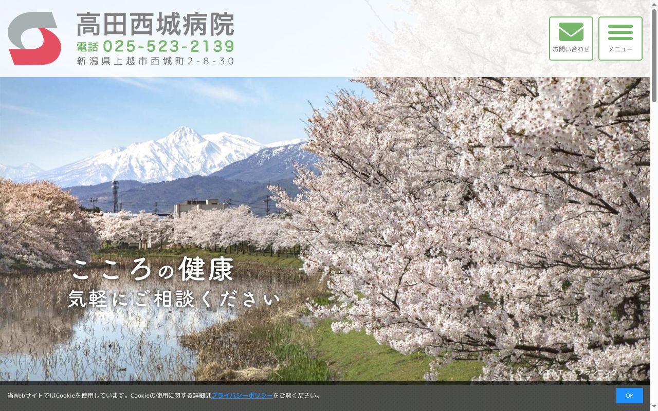 高田西城病院の公式サイトのスクリーンショット