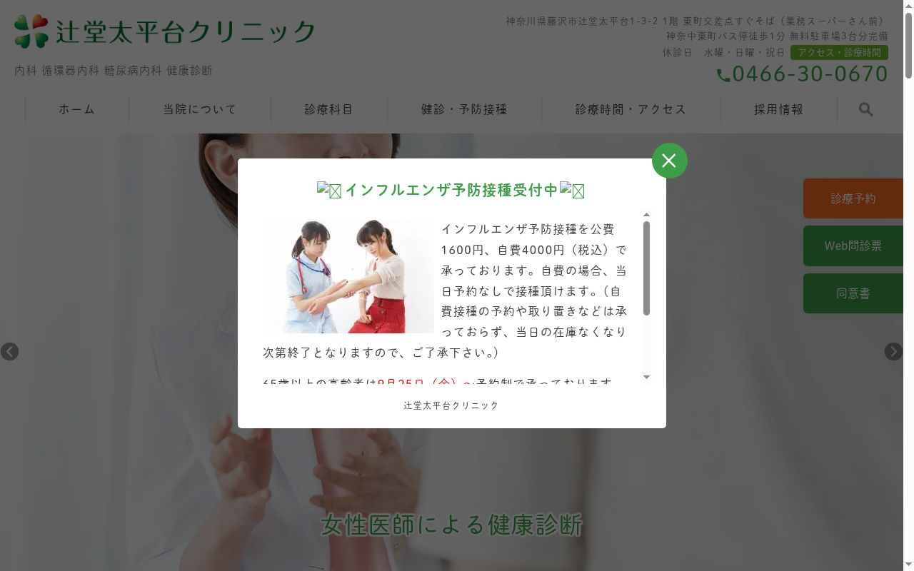 辻堂太平台クリニックの公式サイトのスクリーンショット